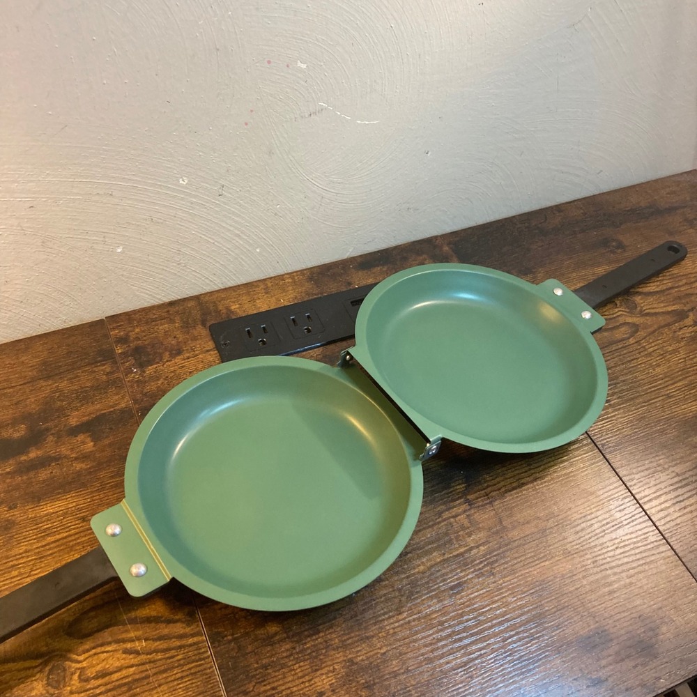 Jasiss Double Sided Non Stick Frying Pan Green Omelet Pancake Maker 7.5in